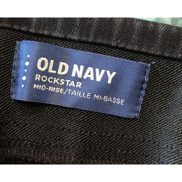 Old Navy Rockstar Women Jeans Black Size 16 Petite Distress Mid Rise - Picture 7 of 8